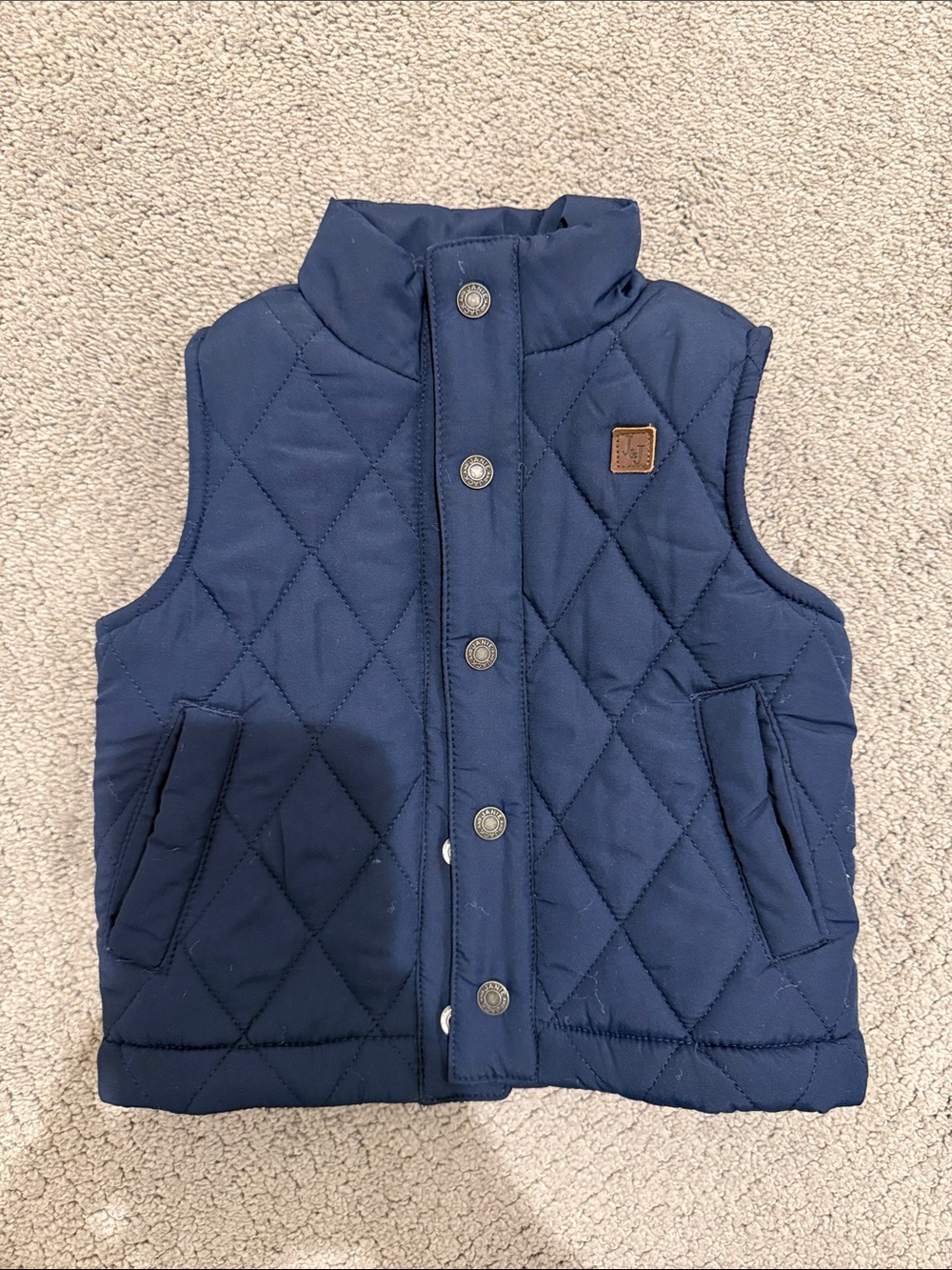 Janie and Jack Navy Quilted Snap-Front Kids Vest